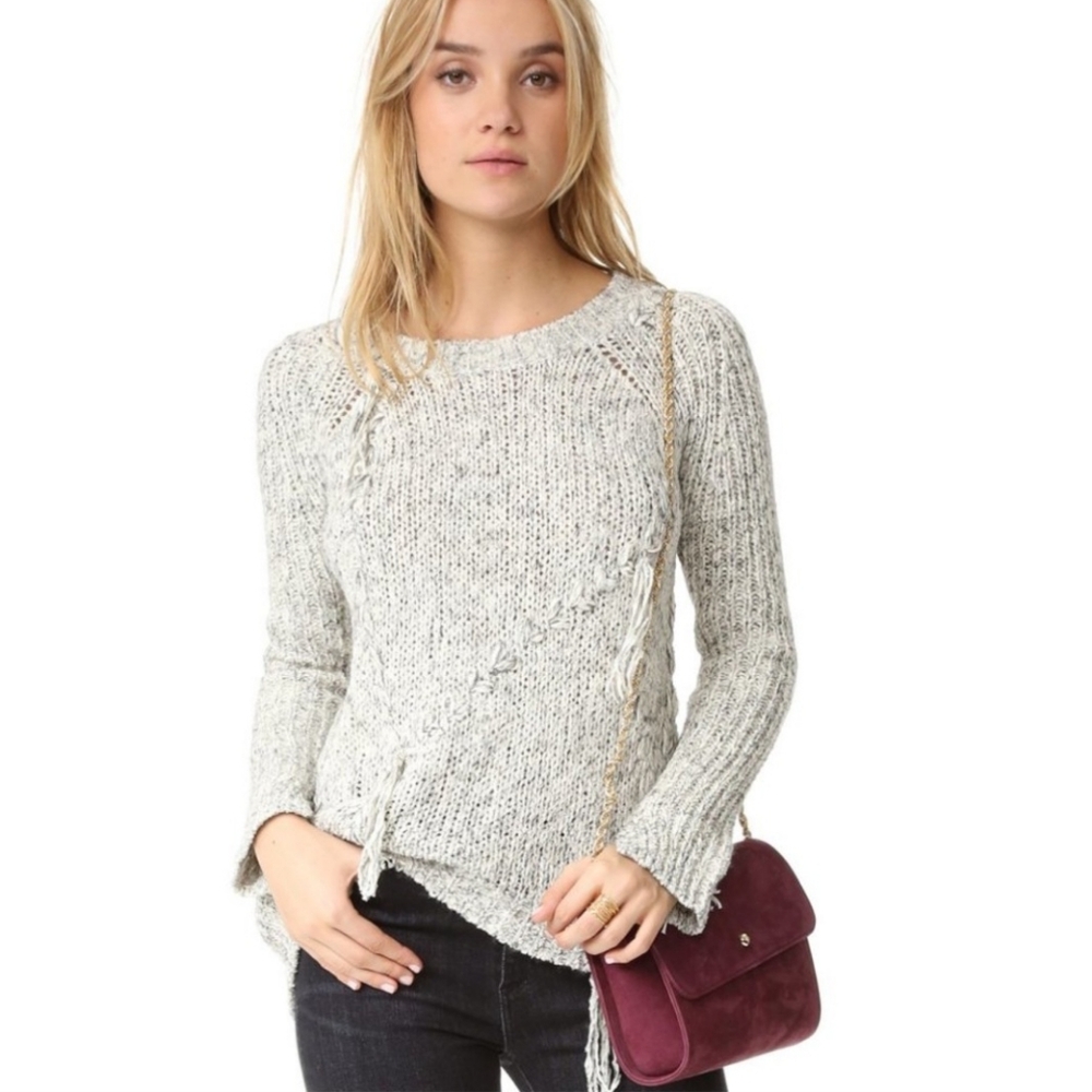 Ella Moss -  Kiarah Gray Sweater ChunkyThick Knit Tassel